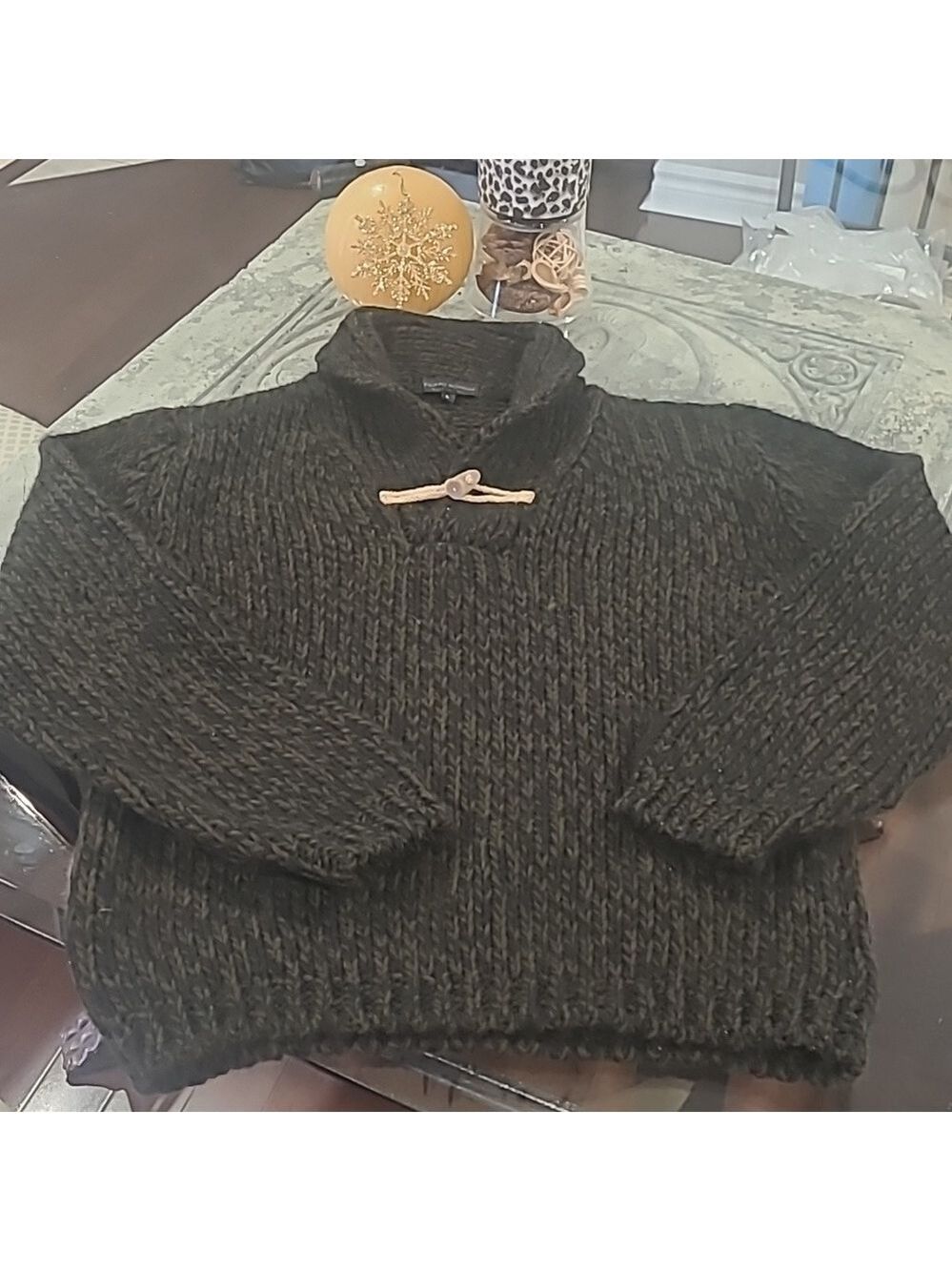 FILIPPO NOVELLI CHUNKY WAFFLE KNIT WOOL BLEND HIGH NECK SWEATER LARGE